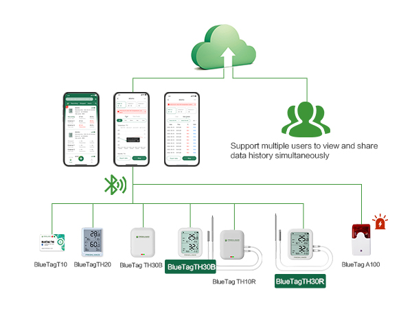 BlueTag TH30B/TH30R Bluetooth Temperature Humidity Data Logger
