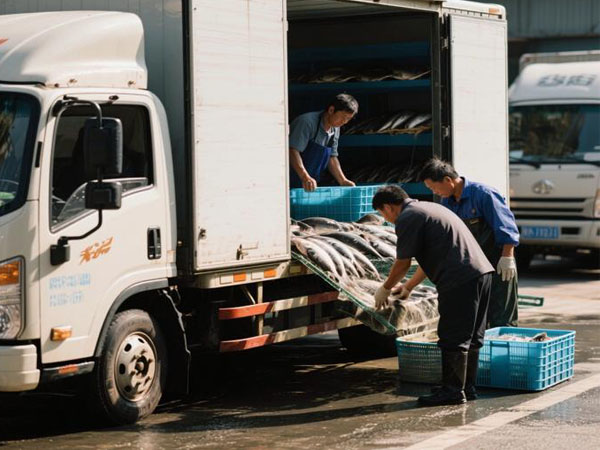 Temperature and geolocation monitoring for fresh fish transport by truck